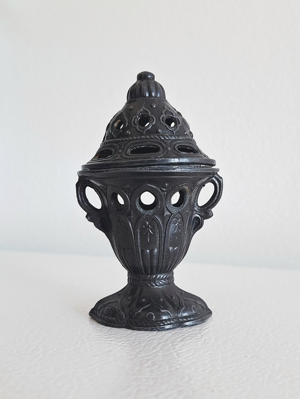 Antique silver-plated metal incense burner